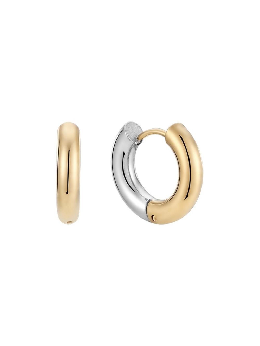 TOCARA Gold and Silver Two-Tone Huggie Hoop Earring